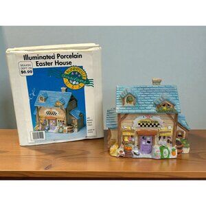 Illuminated Porcelain Easter House General Store Bunnyville Gardens Spring Décor
